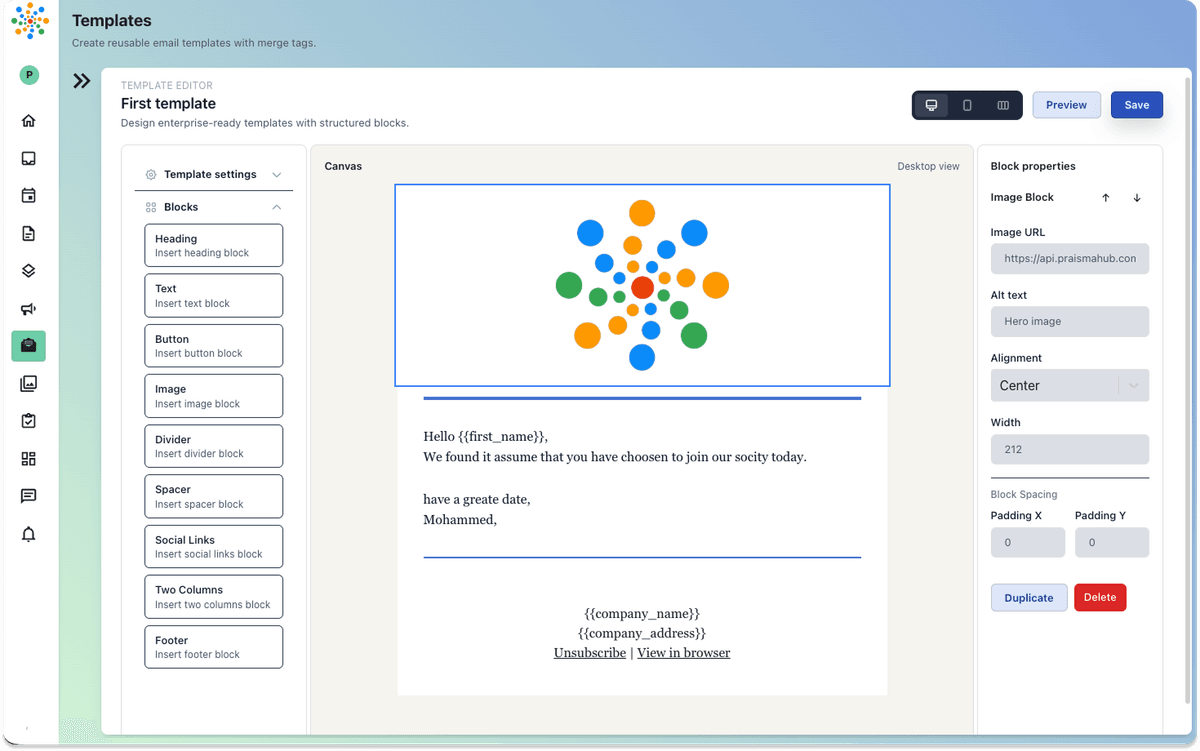 Email template builder