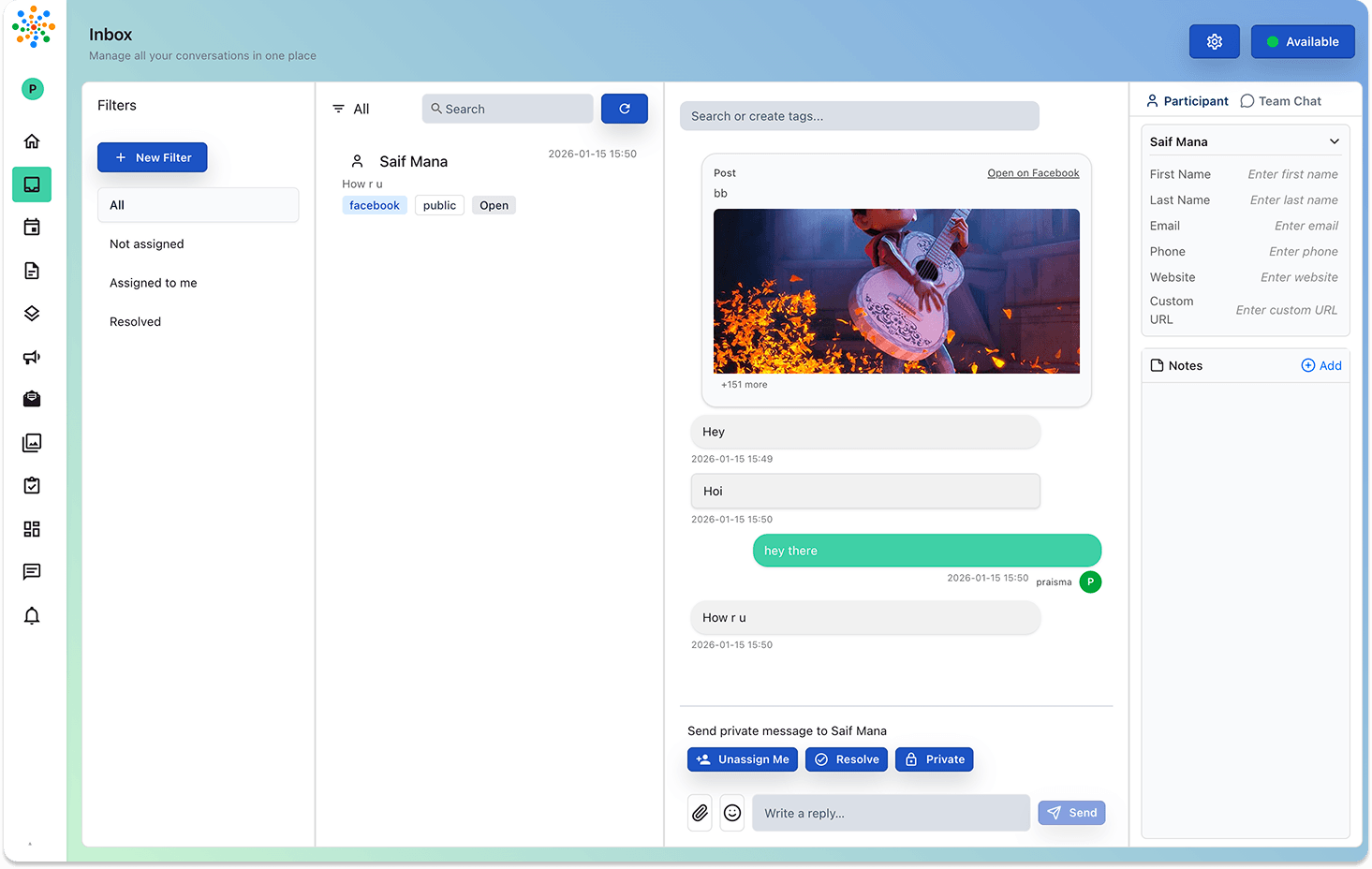 Unified inbox dashboard
