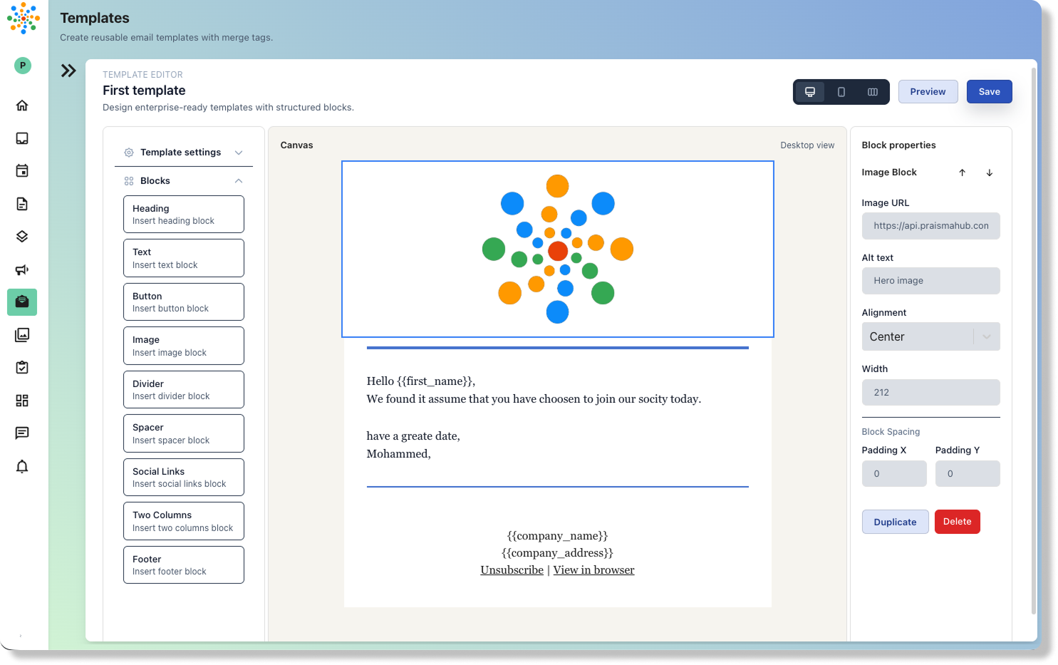 Email template builder